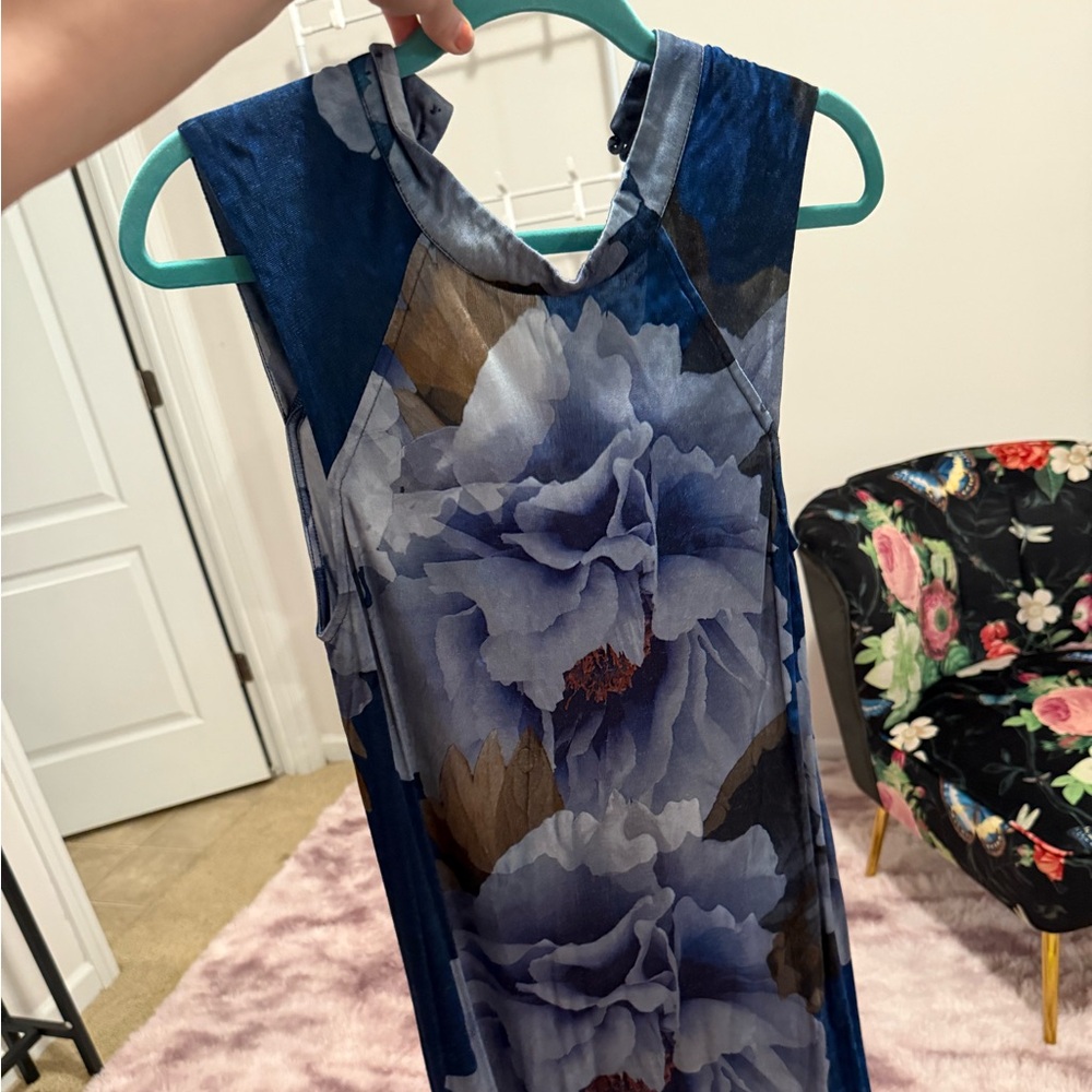 Free People Blue and Brown Floral Maxi Dress